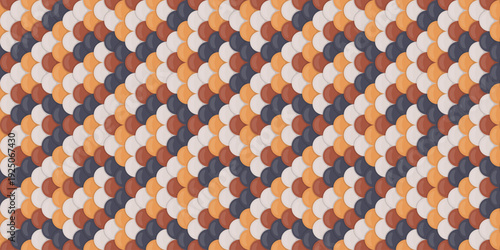 Abstract seamless pattern with overlapping rounded shapes in earthy tones.  Perfect for textile design, wallpaper, website backgrounds, or any project needing a sophisticated, geometric texture.