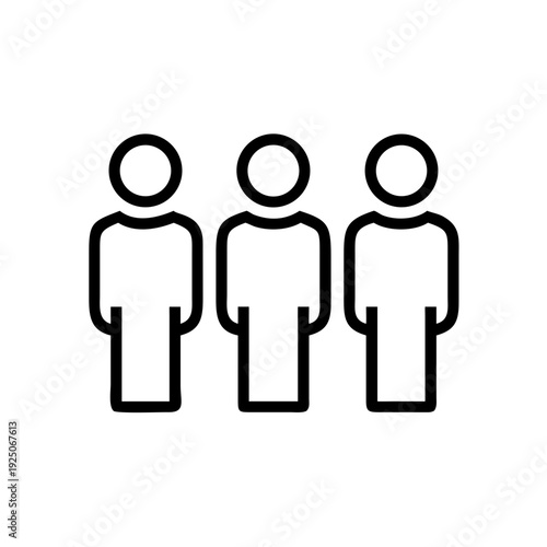 Three people icon vector illustration simple outline style for user group or team members community design