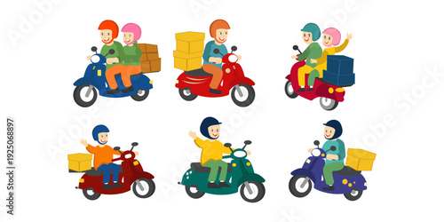 Muslim People Going Back Home by Motorbike