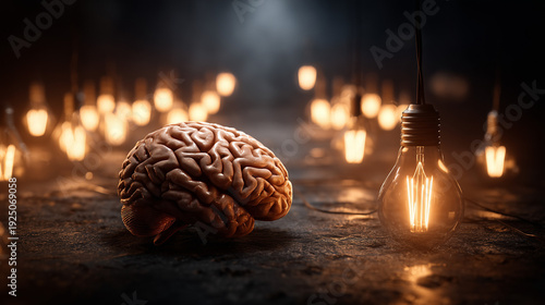 Brain with idea: A detailed...