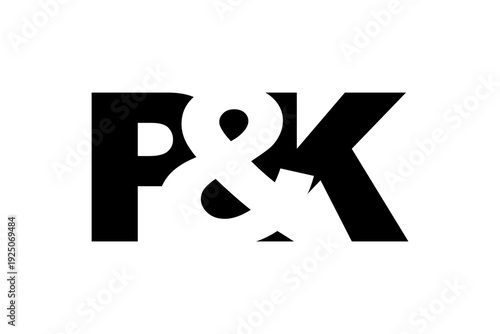 PK logo design in bold style. Black white identity symbol. Modern typography emblem. Corporate branding icon.