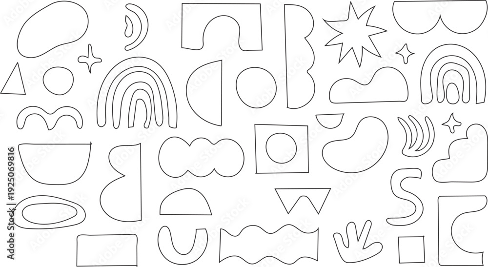 Obraz premium Collection of various shapes and symbols in line art style