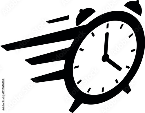 Fast Alarm Clock Vector Motion Speed Time Flying Icon