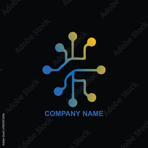 Abstract AI Network Logo Vector Modern Gradient Technology Connection Icon.