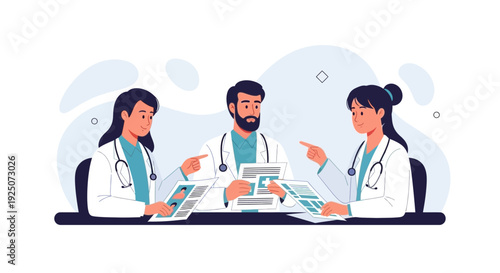 Doctors Discussing Medical Cases at a Table