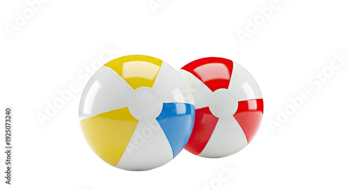 Two Beach Balls with Red and Yellow Panels