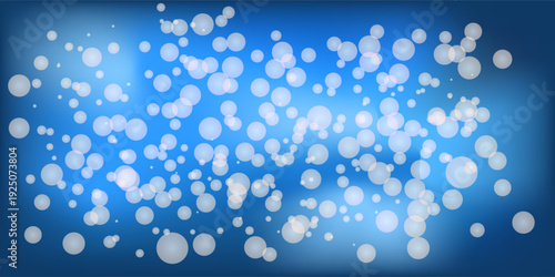 White bokeh. Swirling hues of deep blue and teal mesmerizing vector background of starry night sky. Soft blend of colors with shimmering white stars scattered throughout