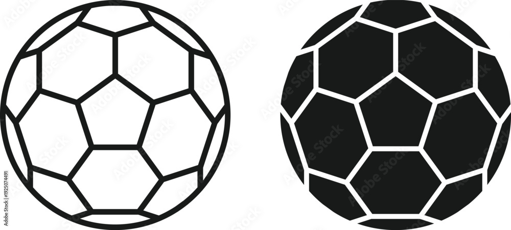 Obraz premium Soccer Ball Vector Set – Black and White Sports Design