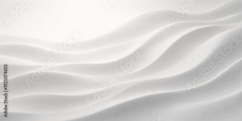 A soft flowing white silk and satin fabric background features smooth wavy textures and shiny luxury curves for a light textile backdrop design