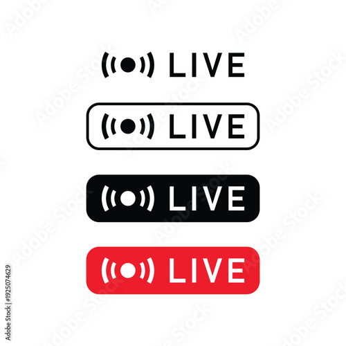 Live Broadcast Icon Set – Streaming Signal Vector Design