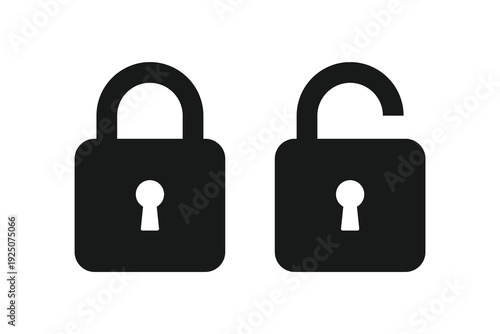 Vector Padlock Icons Locked Unlocked Security Privacy Access