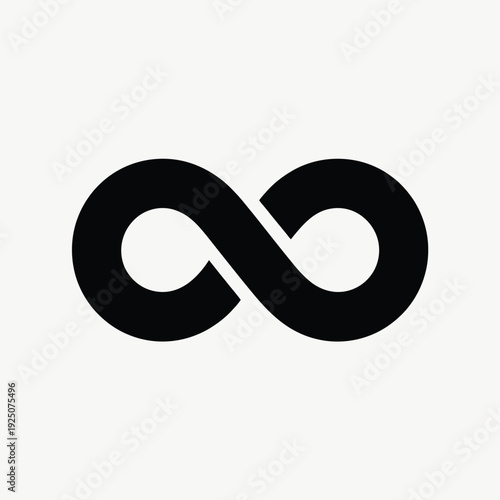 A simple black infinity symbol on a clean white background representing endless possibilities