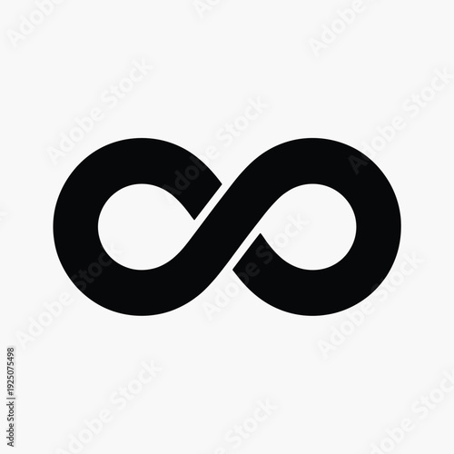 A simple black infinity symbol isolated on a white background minimalistic design