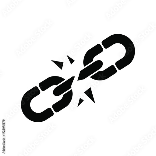 A broken chain icon depicting a severed link symbolizing disconnection or a fractured relationship