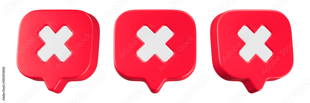 Obraz premium cross chat icon 3d render red color