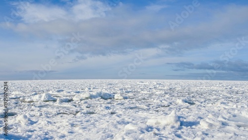 Bild auf Leinwand Endless field of drift ice and pancake ice floes on the sea surface