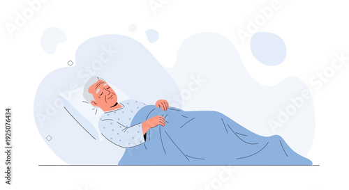 Elderly Man Sleeping in Hospital Bed, Peaceful Rest, Healthcare Concept