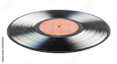 Vinyl Record Disc with Halftone Texture Effect