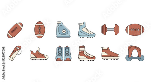 Athletes prepare for action with sports equipment and footwear on display