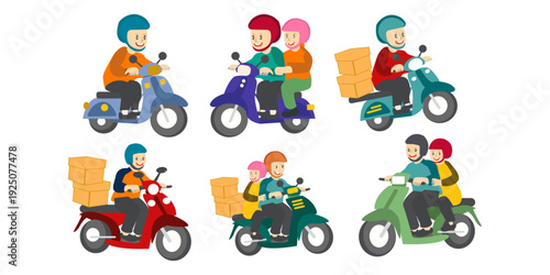 Muslim People Going Back Home by Motorbike