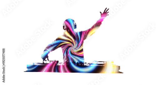 DJ Performer with Halftone Texture Effect