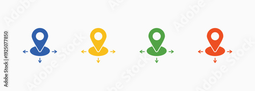 Positioning Icon Set Color Multiple Style Collection Vector Illustration