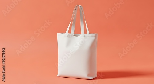 Wallpaper Mural White Tote Bag on Peach Background - Minimalist Style. Torontodigital.ca