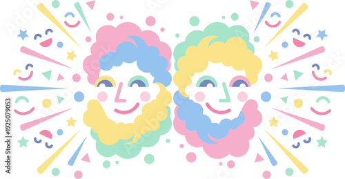 Colorful Holi Festival Celebration with Joyful Faces and Bright Powder Splash