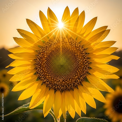 Wallpaper Mural Radiant Sunflower in Golden Light - A Symbol of Summers Warmth. Torontodigital.ca