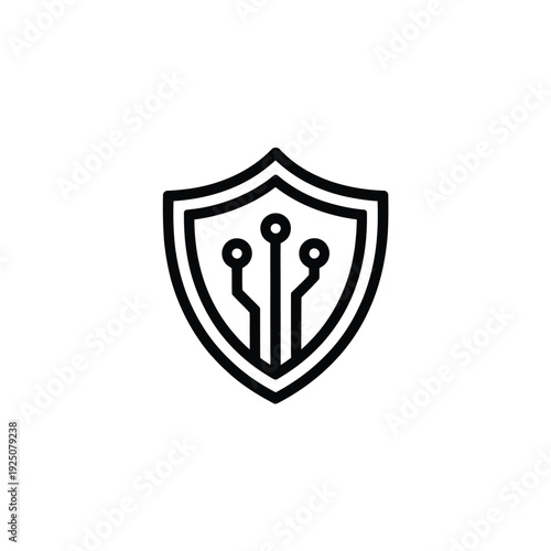 Abstract shield icon with circuit board details representing security and digital protection