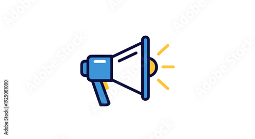Blue Megaphone Loudspeaker Icon Graphic.