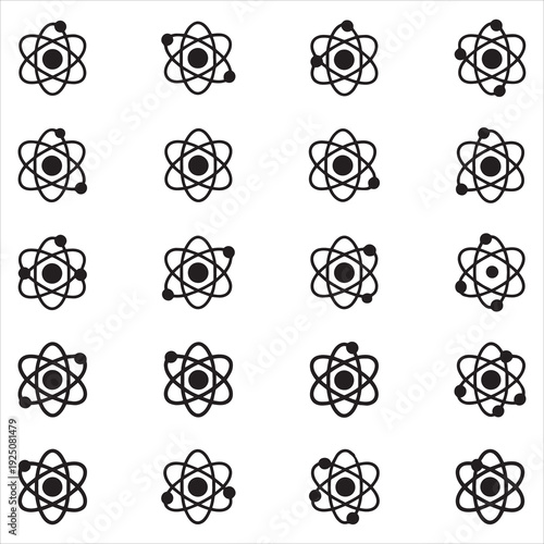Atomic Model Variations Grid 2D Physics Icons for Science Education
