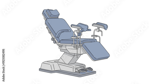 Professional medical examination chair specifically designed for gynecological and obstetric procedures in a clinical healthcare setting.