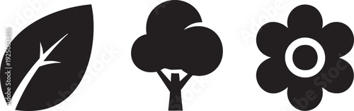 Botanical Leaf Tree Flower Ecology Graphic Design Set