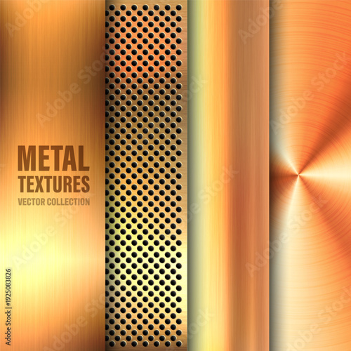 Realistic metal banners. Brushed steel or aluminium plate. Polished metal surface. Old grunge texture with scratches. Vector illustration