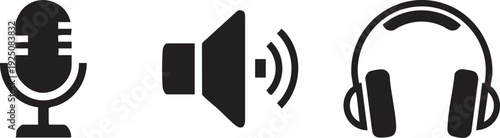 Sound Microphone Speaker Headphones Audio Equipment Vector Icon