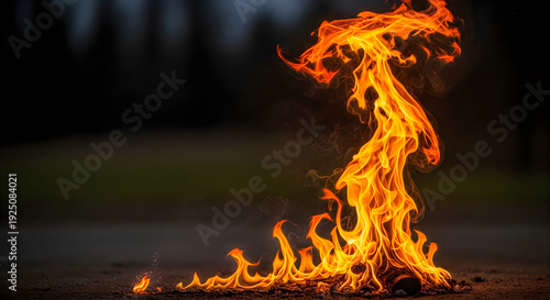 Flame fire burning on ground