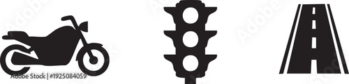 Transportation Motorcycle Traffic Light Road Safety Vector Icon