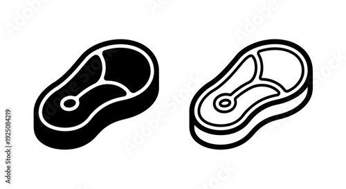 Beef steak icon set - T-bone and ribeye vector illustration