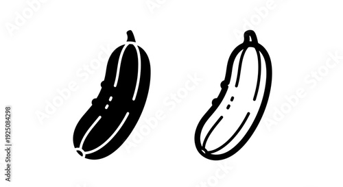 Cucumber icon set - fresh green vegetable vector illustration