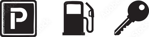 Vehicle Parking Fuel Key Transport Management Vector Art