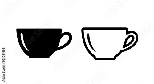 Two simple black and white icons of a teacup, perfect for minimalist branding