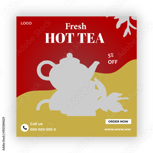 A box of tea  is labeled as tea flyer design 