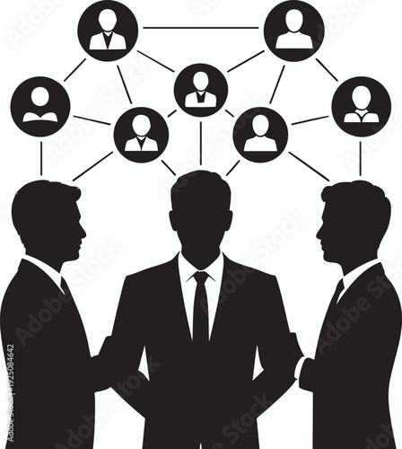 Professional business team collaboration and networking graphic illustration for corporate success and leadership development