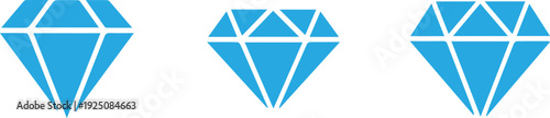 Three blue diamond icons in different orientations on white background