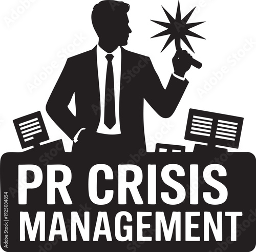 Professional pr crisis management illustration for business crisis communication and reputation management services