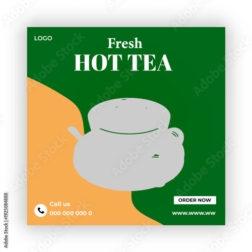 A box of tea  is labeled as tea flyer design 