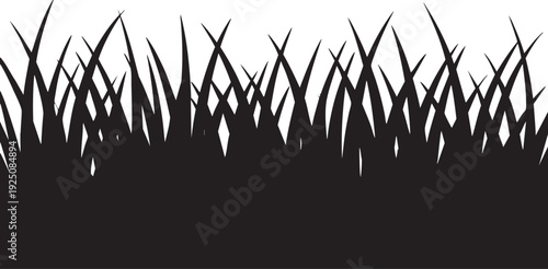Simple black vector illustration of grass blades on a white background for design and decoration purposes in various projects