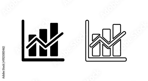 Fluctuating Bar Graph with Zigzag Line Icon for Volatile Market Data and Trends