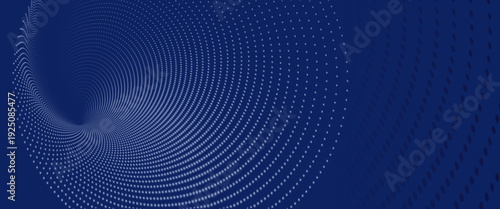 Abstract blue dotted tunnel vortex with perspective gradient background.